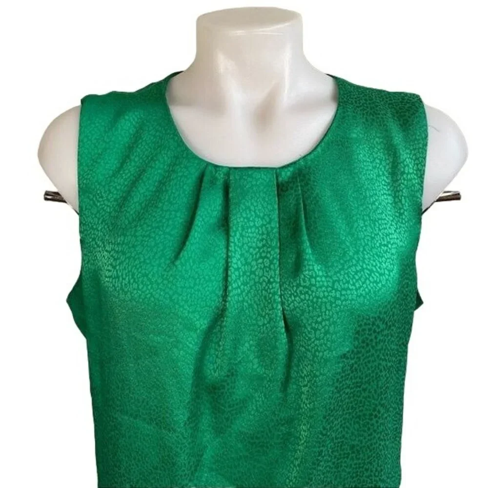 Liz Claiborne Iridescent Emerald Green Ruffled  Blouse Tank Top Size L - Picture 3 of 11
